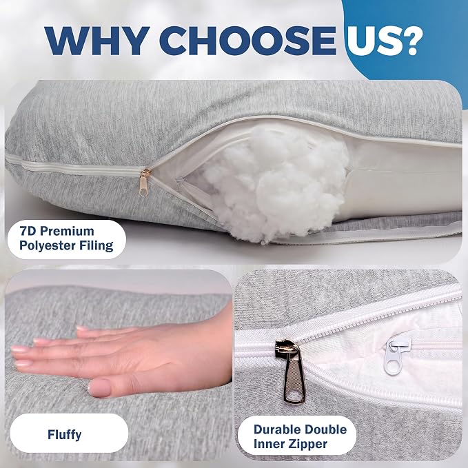 Pregnancy Pillows for Sleeping – 57-Inch Maternity Pillow for Pregnant Women with Removable Washable Cover – Support for Back, Belly, Neck, Legs, & Hips – V C U Shaped Full Body Pillow