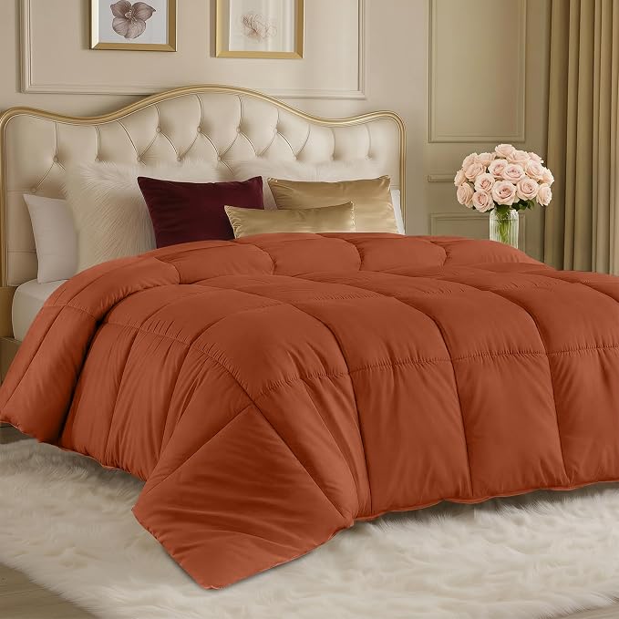 Utopia Bedding Duvet Insert, Twin Comforter 64 x 88 Inches, Burnt Orange | Cozy All Season Comforter for Kids and Teens, Unisex, Down Alternative Fill, Soft Microfiber Shell, Machine Washable.