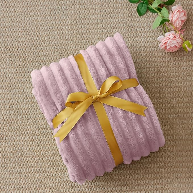 BEDELITE Striped Fleece Throw Blanket, Berry Purple, 50"x60" | 300GSM Microfiber Fleece, Soft Cozy, Lightweight Warm, Double-Sided Plush, Machine Washable, Gift, Room Decor, for Couch Sofa