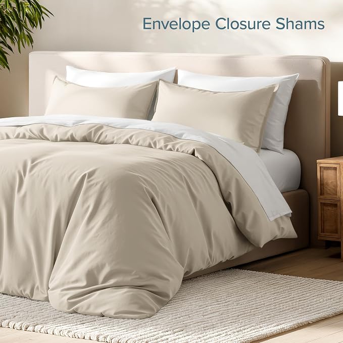 Bare Home Duvet Cover Set 1800 Ultra-Soft (Oversized King, Sand) | Lightweight, Cooling, Breathable, Premium 1800 Ultra-Soft, All-Season