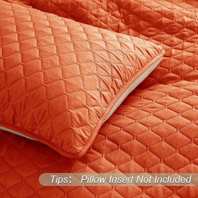 Exclusivo Mezcla Reversible California King Quilt Set, Burnt Orange | Lightweight Bedspreads with 2 Pillow Shams, Soft Microfiber, All Season Bed Coverlets for Bedroom Guest Room, 112x104 Inch