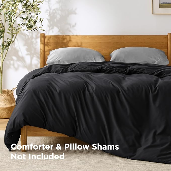 Bedsure Duvet Cover Queen Size, 1Pc Soft Double Brushed Bedding, Black | For Kids & Adults, 90"x90", Only 1 Comforter Cover, No Pillow Shams, Hotel Luxury, Breathable, Lightweight, Zipper Closure