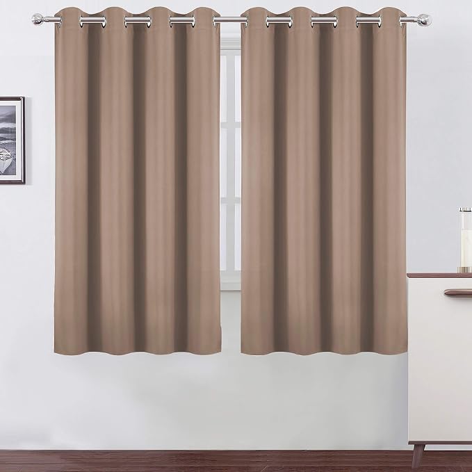 Cappuccino Blackout Curtains 52 x 63 Inch Length/Set of 2 Curtain Panels/Thermal Insulated Room Darkening Blackout Curtains for Bedroom
