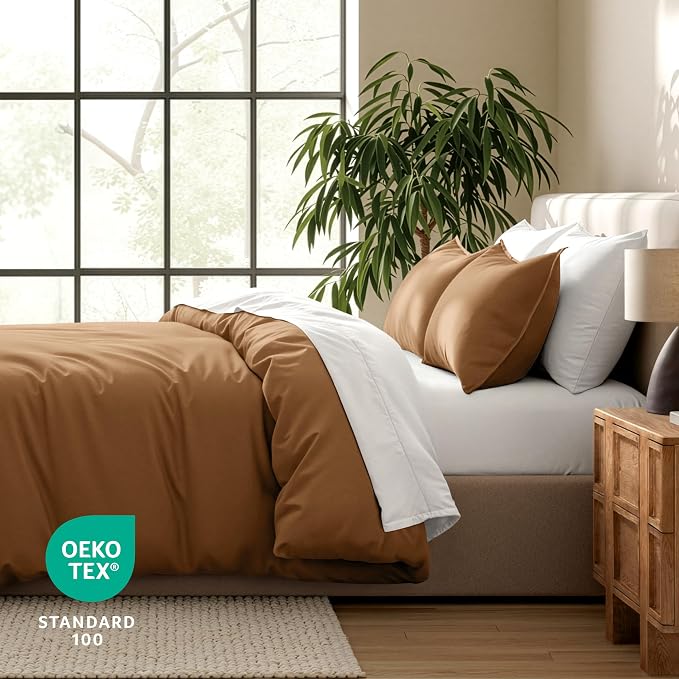Bare Home Duvet Cover Set 1800 Ultra-Soft (King, Caramel) | Lightweight, Cooling, Breathable, Premium 1800 Ultra-Soft, All-Season