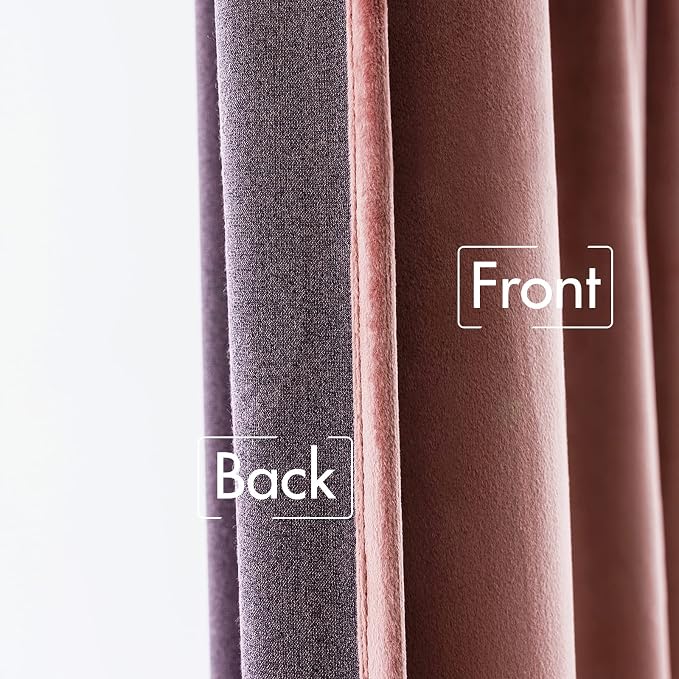 MIULEE Velvet Curtains 52x108 inches 2 Panels Dusty Rose Pink Curtains | Luxury, Bedroom Living Room, Thermal Insulated, Super Soft Window Drapes, Rod Pocket & Back Tab