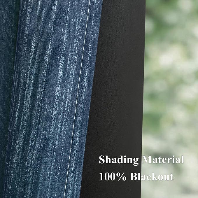 MIULEE Royal Blue and Greyish White Ombre Blackout Curtains 52Wx84L | Full Room Darkening,Thermal Insulated,84 Inch Long,Grommet Drapes for Bedroom/Living Room,Modern Window Treatments,Set of 2
