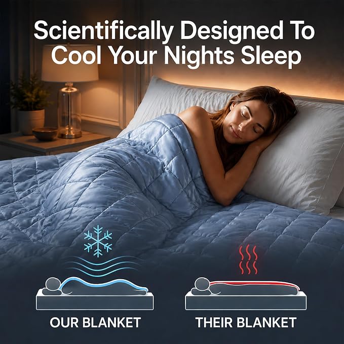 HomeSmart Cooling Weighted Blanket Queen Size 30 lbs, Medium Pressure | Cooling Fabric Designed For Hot Sleepers, Medium Pressure For A Comforting Cool Nights Sleep, Machine Washable