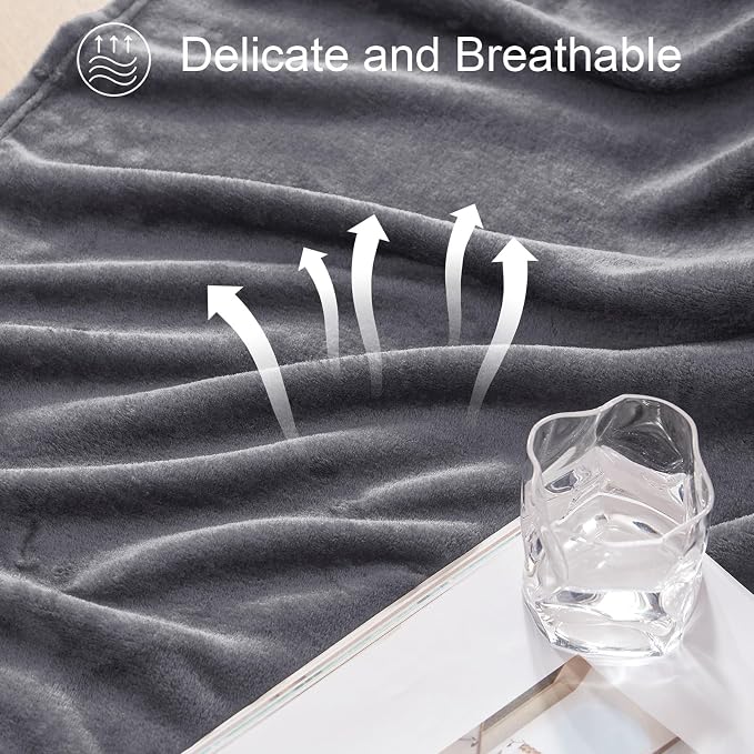 Exclusivo Mezcla Soft Fleece Throw Blanket for Couch, Dark Grey | 50x60 Inches, Double-Sided Brushed Flannel, Lightweight Plush Cozy Blanket for Home Decor, All Season, Machine Washable