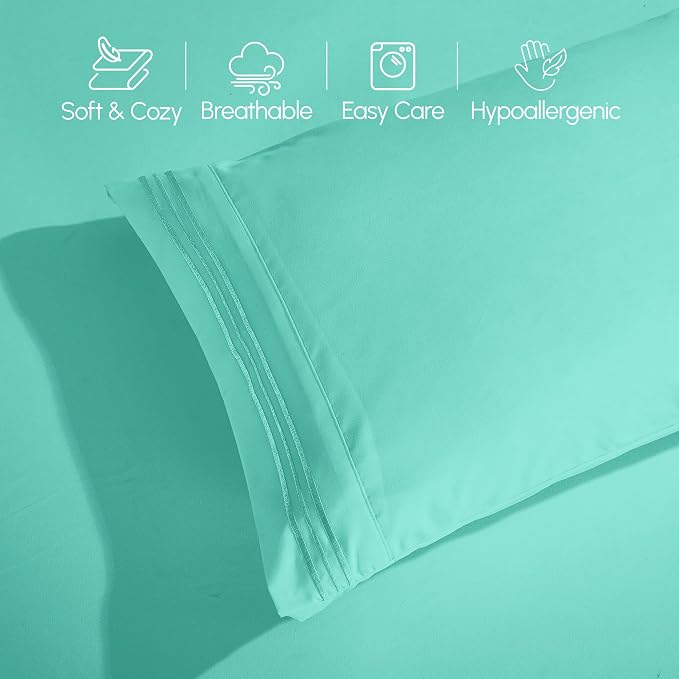 Elegant Comfort Luxurious 1500 Premium Hotel Quality Microfiber 4-Piece Sheet Set, 18-24 Inches Deep - Extra Deep Pocket Sheets - Ultra Soft 4PC Deep Pocket Sheets, Twin/Twin XL, Paradise Teal