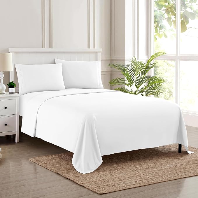Full Size Sheet Sets - Breathable Luxury Sheets with Full Elastic & Secure Corner Straps Built In - 1800 Supreme Collection Extra Soft Deep Pocket Bedding, Sheet Set, EXTRA DEEP pocket - Full, White