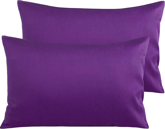 NTBAY Queen Egyptian Cotton Sateen Pillowcases, Set of 2, Purple | 500 Thread Count Egyptian Cotton Sateen with Envelope Closure, 2 Pack 20 x 30 Inch Pillowcases, Insert Not Included