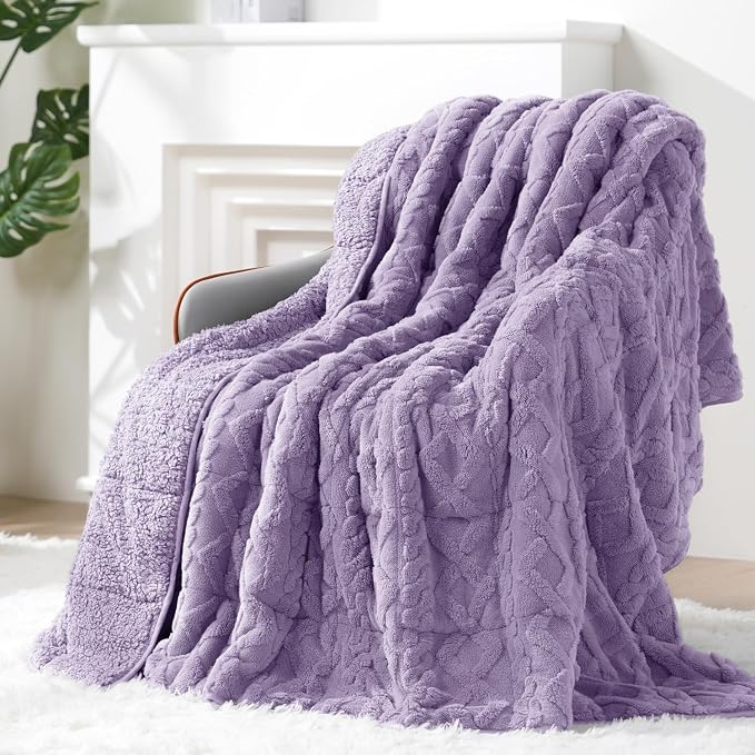 Ultra Soft Sherpa Weighted Blanket for Adults, 48"x72" 15lbs Heavy Blankets | Cozy Comfort for Relaxing Nights, Double-Sided Fluffy Sherpa & Fleece, Double Inner Layers-No Bead Bunching, Even Weight