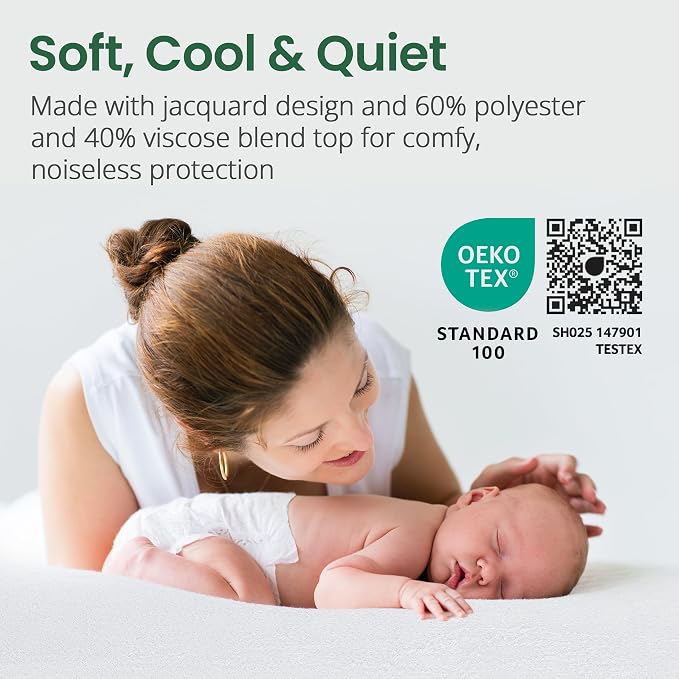 SafeRest Sleepure Waterproof Mattress Protector Crib Size | Viscose Derived from Bamboo, Fitted with Stretchable Pockets, Machine Washable, Cotton Crib Mattress Cover for Bed