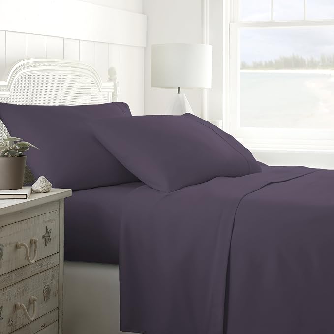 Linen Market Brushed Microfiber Full Sheet Set 4 Piece – Oeko-TEX Certified Ultra Soft & Wrinkle-Free - 16" Deep Pocket Sheets - Easy Care Full Size - Purple