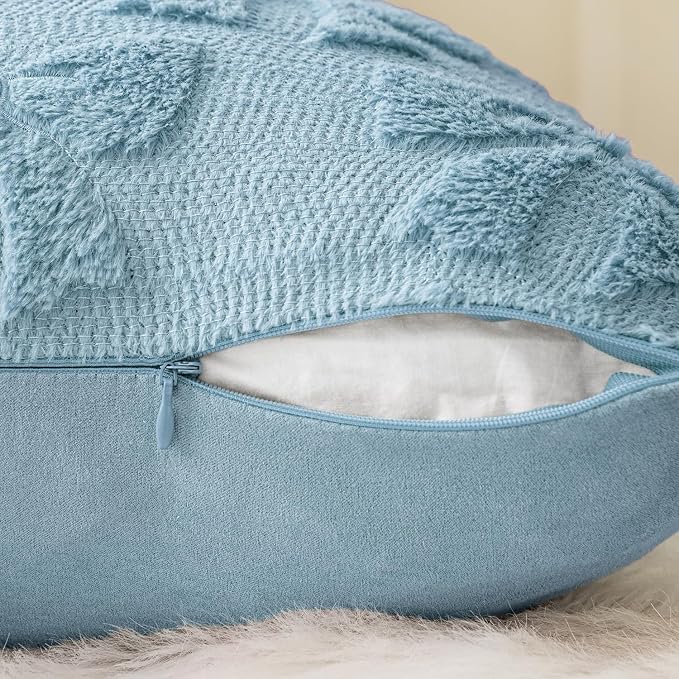 MIULEE Blue Bow Pillow Covers Coquette Room Decor 18x18 | Aesthetic Decorative Cute Girl,Set of 2 Cushion Covers,Soft Plush Faux Pillowcases,Preppy Room Decor Bedroom Couch