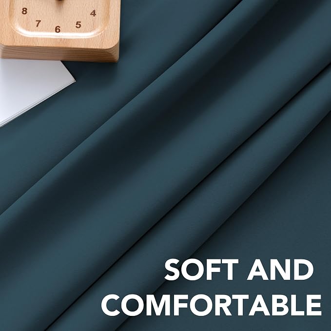 H.VERSAILTEX Blackout Curtains Thermal Insulated Window Treatment Panels Room Darkening Blackout Drapes for Living Room Back Tab/Rod Pocket Bedroom Draperies, 52 x 45 Inch, Dark Teal, 2 Panels