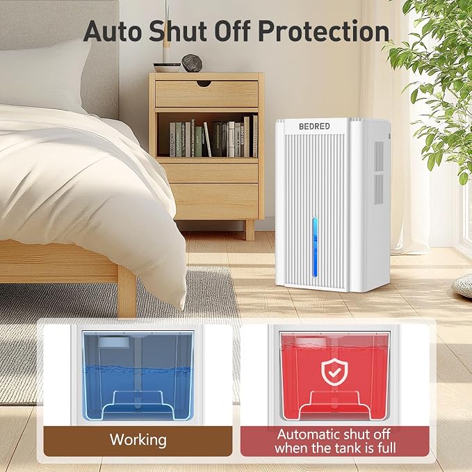 Dehumidifier, 95OZ Dehumidifier for Home 1000 sq ft - Quiet with Auto Shut Off & Relaxing 7 Color Ambient Light, Ideal for Livingroom, Bedroom, Basement (White)