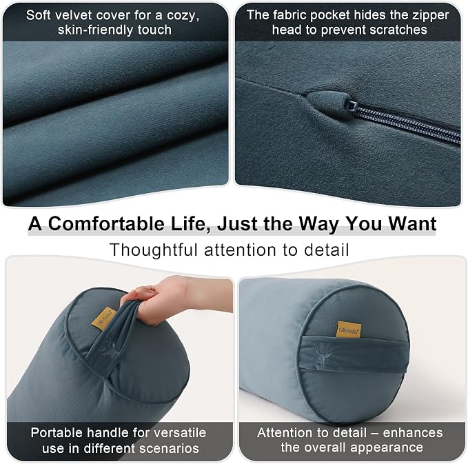 Body Pillow for Adults,Long Round Pillow,Big Cylindrical Pillow,Large Full Bolster Pillows for Side Sleepers (Slate Blue, 39.37"*7.87")