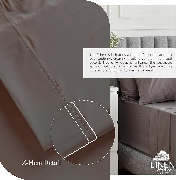 Linen Home 2-Pack Queen Sheet Set, 100% Cotton Percale Bedding, 8-Piece Value Bundle, Deep Pocket Cooling Bed Sheets for Hot Sleepers, Breathable & Crisp Hotel Quality, Long-Staple Cotton, Charcoal