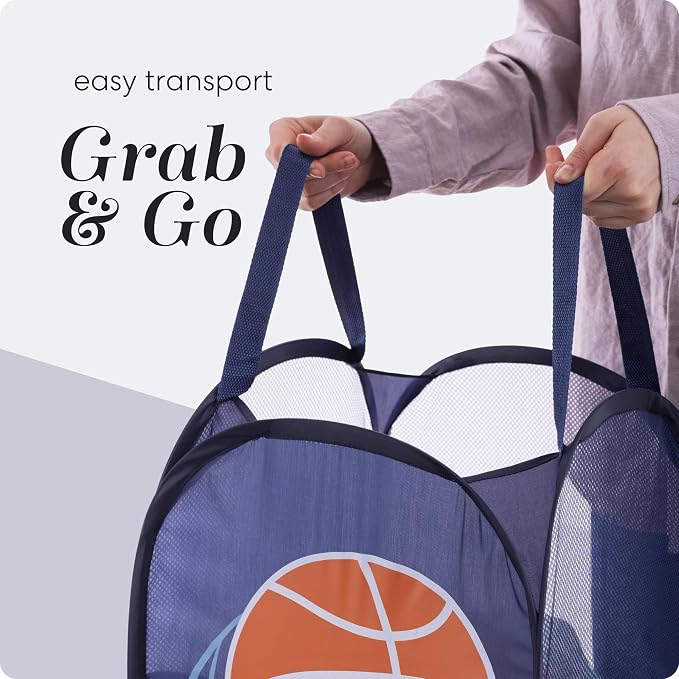 Handy Laundry Collapsible Mesh Pop Up Laundry Hamper with Side Pocket – Breathable, Space-Saving, Foldable Clothes Basket for Laundry, Storage, Travel, Dorm, Sports, 24 Inch