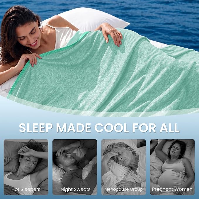 Topcee Cooling Blanket Throw 50"x70" for Hot Sleepers Summer Blanket | Absorbs Heat Cold Summer Blanket for Night Sweats & Menopause Q-Max>0.5 Lightweight Breathable Soft Double-Side Cooling