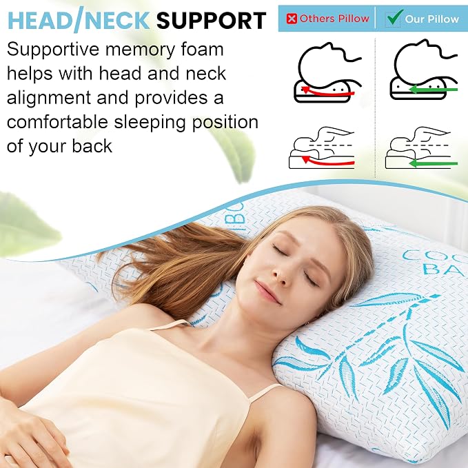 Body Pillow for Sleeping, Shredded Memory Foam Adjustable Bed Pillow with Hypoallergenic, Removable/Washable Zipper Cover