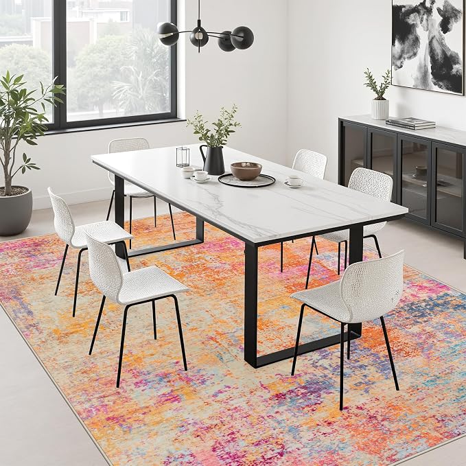 5x7 Area Rug Living Room: Modern Washable Soft Carpet Galaxy Haze | For Bedroom Dining Room Farmhouse Nursery Hallway Office,Modern Abstract,Machine washable,Non-Slip,Stain Resistant,Indoor
