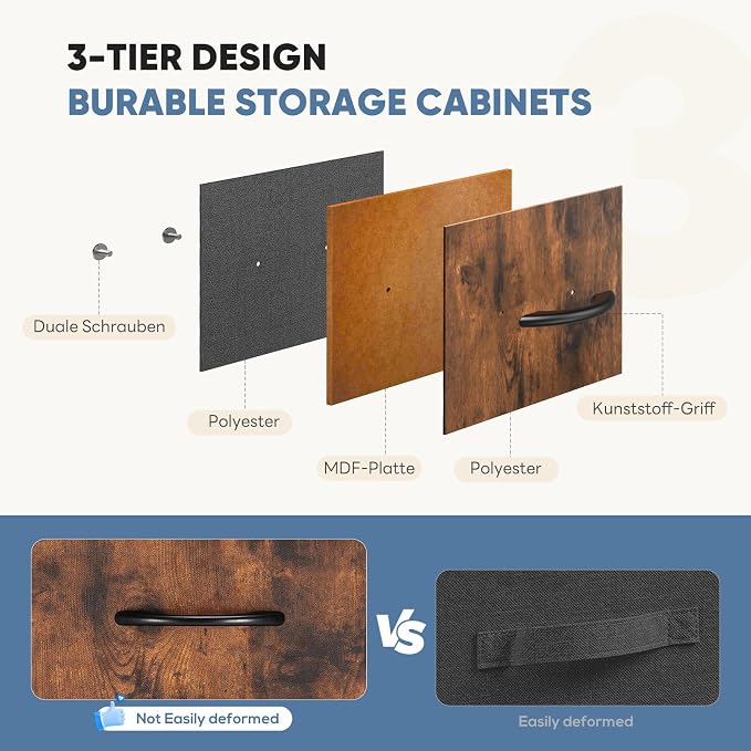 DUMOS Dresser for Bedroom, Storage Organizer with 9 Drawers | Chest of Drawers with Fabric Bins, Sturdy Metal Frame, Wood Tabletop for Guest Room, Closet, Entryway, Rustic Brown