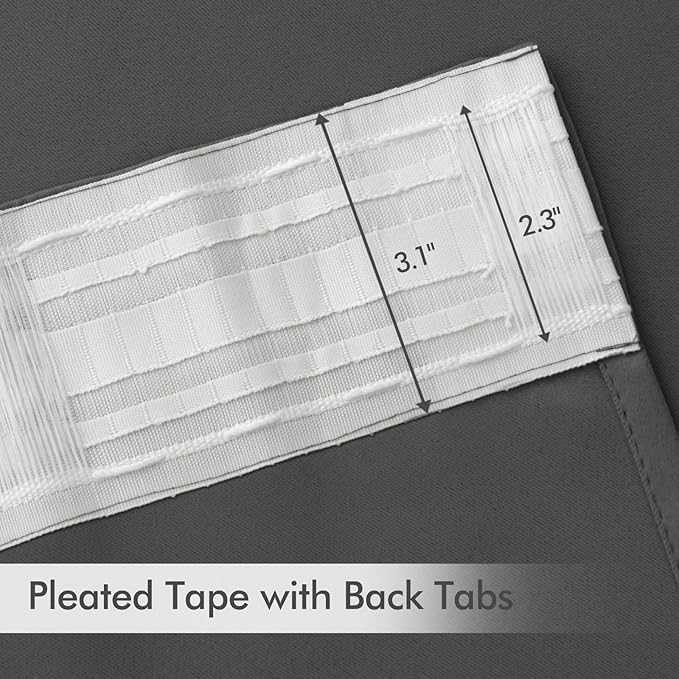 MIULEE Grey Back Tab Blackout Curtains 52x120 Inch Long 2 Panels Set | Rod Pocket Pinch Pleated, Thermal Insulated, Bedroom Living Room Darkening Privacy Drapes, Extra Long Light Blocking Curtains
