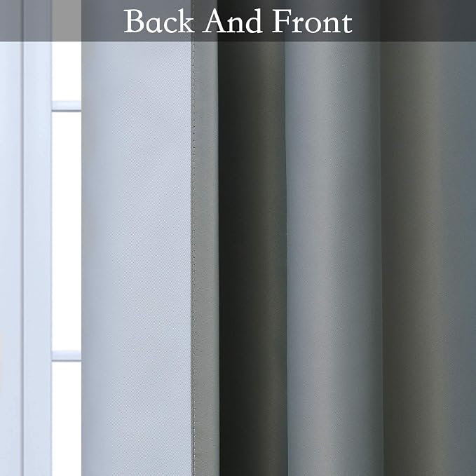 SimpleHome Ombre Gradient Grey White to Gray Curtains for Bedroom, 52Wx84L | Room Darkening Curtains,Light Blocking Thermal Insulated Grommet Window Curtains for Living Room,2 Panels,84 Inches Length