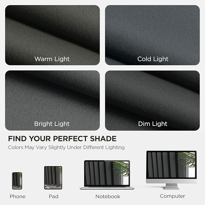 Joydeco Blackout Curtains 72 Inch Length 2 Panels Set, Thermal Insulated Long Curtains& Drapes 2 Burg, Room Darkening Grommet Drapes for Living Room Bedroom Window (Dark Grey, W52 x L72 Inch)