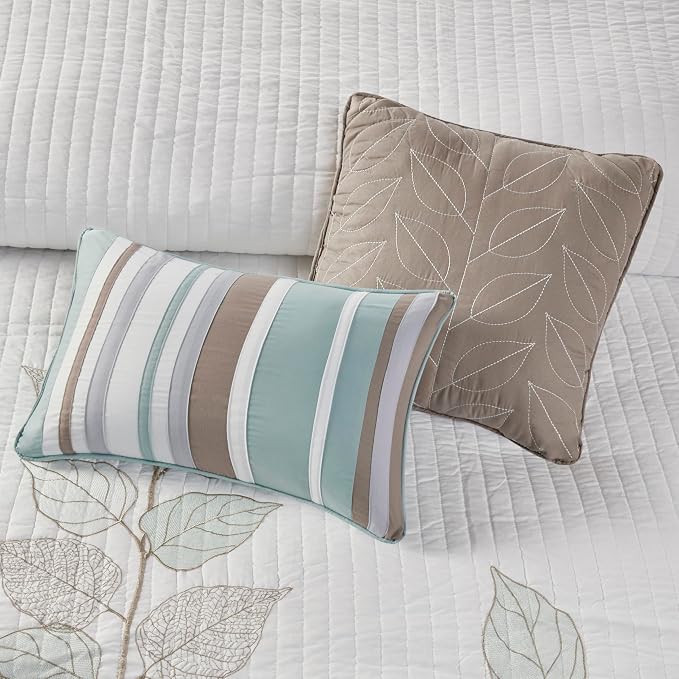 Madison Park Modern Classic Breathable Blue Queen Quilt Set, 6pc | Coverlet Lightweight Bedding Set, Machine Washable, Easy Care, Cozy, Soft, Casual, Durable