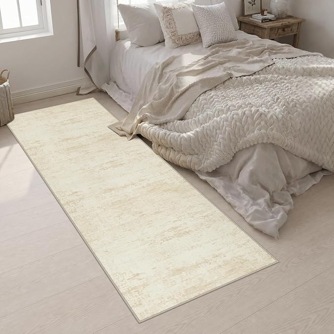 3x10 Washable Runner Rug：Modern Abstract Kitchen Soft Carpet Beige | For Hallway, Bedroom, Kitchen, Laundry, Bathroom,Door Mat,Modern Abstract,Machine washable,Non-Slip,Stain Resistant,Indoor