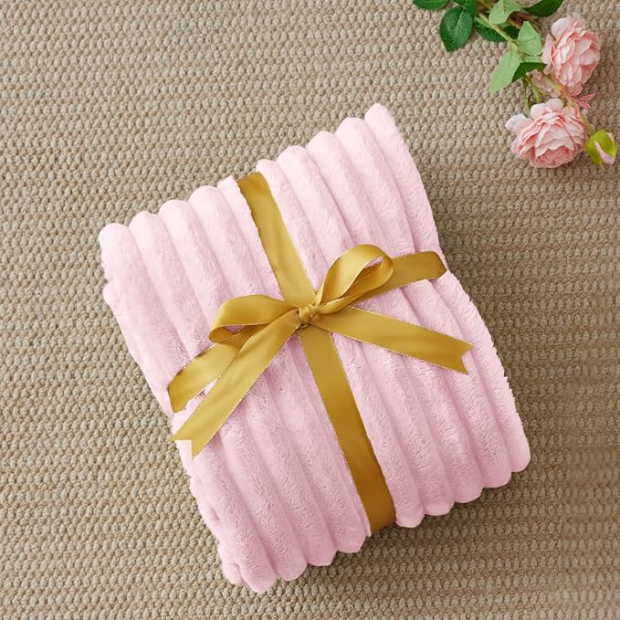 BEDELITE Ribbed Fleece Throw Blanket for Couch, Cherry Blossom, 50"x70" | Ultra-Soft Plush Fleece, Warm Yet Lightweight, Ribbed Texture, Home Decor, Machine Washable, Giftable, All-Season Use