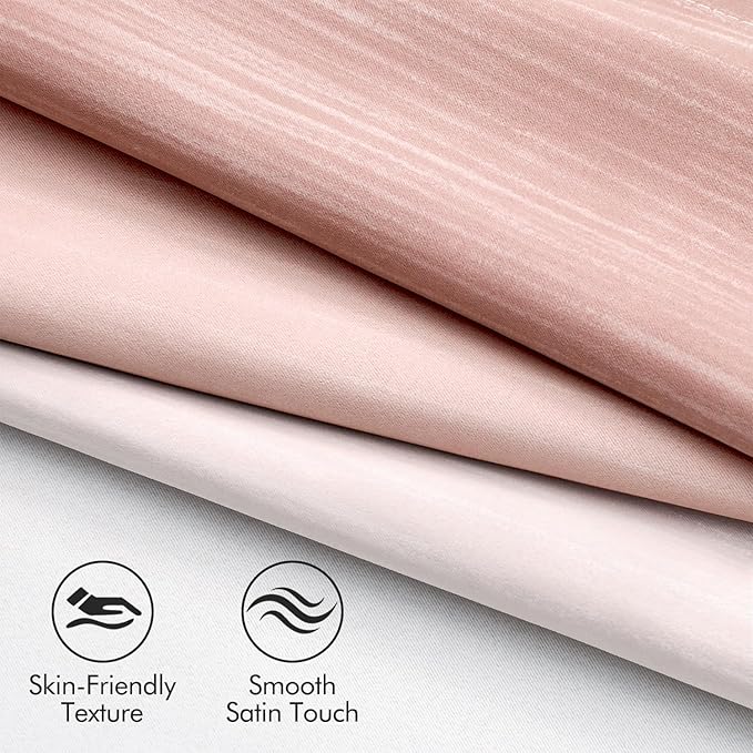 MIULEE Pink and Greyish White Ombre Blackout Curtains 52Wx63L Set of 2 | Full Room Darkening,Thermal Insulated,63 Inch Long,Grommet Drapes for Bedroom/Living Room,Modern Window Treatments