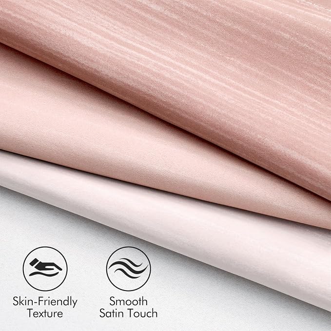 MIULEE Pink and Greyish White Ombre Blackout Curtains 52Wx84L Set of 2 | Full Room Darkening,Thermal Insulated,84 Inch Long,Grommet Drapes for Bedroom/Living Room,Modern Window Treatments
