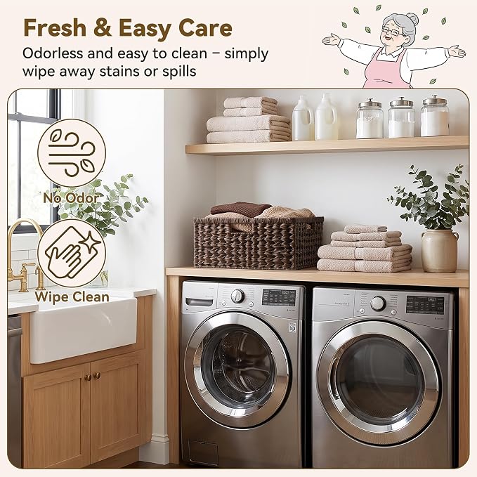 GRANNY SAYS Large Wicker Basket, Decorative Woven Basket for Storage, Waterproof Storage Basket Organizer, Wicker Storage Basket for Organizing, Brown Basket, 1-Pack | Waterproof Plastic Storage Basket Organizer, Wicker Storage Basket for Organizing, L...