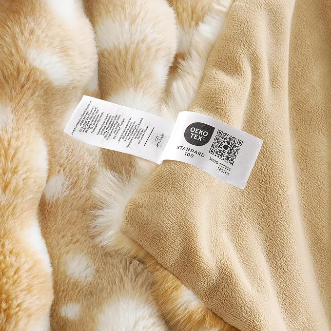 Cozy Bliss Deer Print Faux Fur Throw for Couch, Fuzzy Soft Plush Thick Bubble Blanket for Sofa Bedroom Living Room, 60x80 Inches