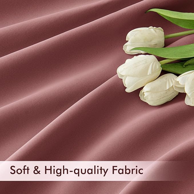 MIULEE Dusty Rose Back Tab Blackout Curtains 52x96 Inch Long 2 Panels Set | Rod Pocket Pinch Pleated, Thermal Insulated, Bedroom Living Room Darkening Drapes, Light Blocking Floor to Ceiling Curtains