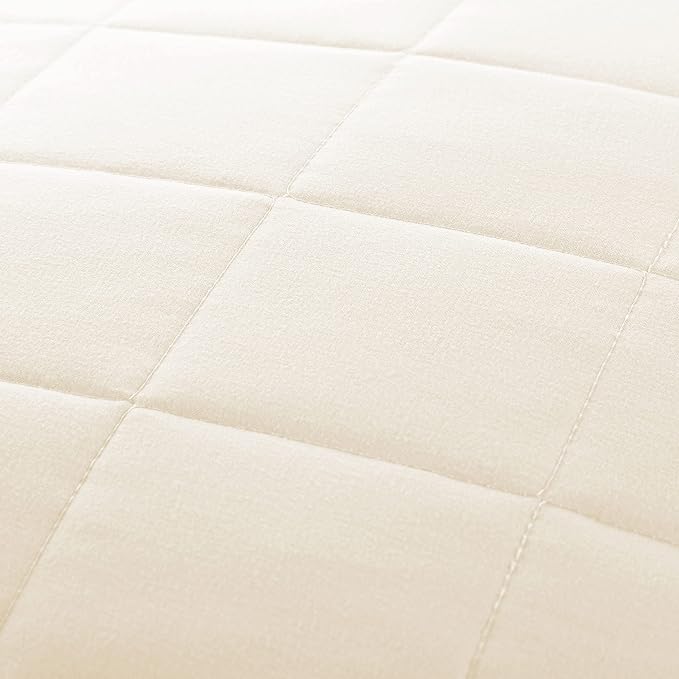 Merit Linens Classic Quilt Coverlet Soft Set in Square Stitching - Full/Queen Ivory