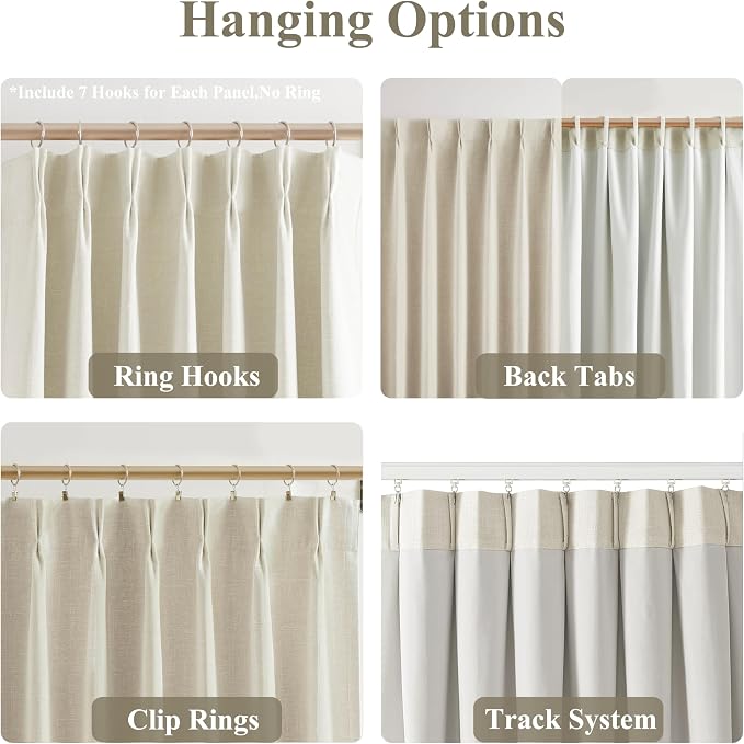 WEST LAKE 95 Inch Pinch Pleated 90% Blackout Curtain Panels for Bedroom | Beige Triple Weave Textured Heavy Chenille Room Darkening Drapes,Back Tabs Vintage Window Treatment,40"Wx95L,Pack of 2