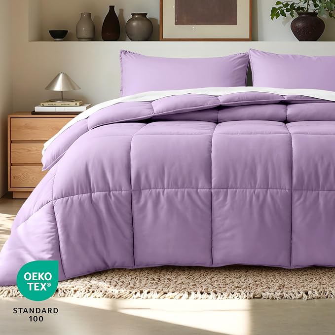 Bare Home Comforter Set - 1800 Ultra Soft (King/Cal King, Lavender) | All-Season, Breathable, Hypoallergenic, Premium 1800, Warm, Cozy