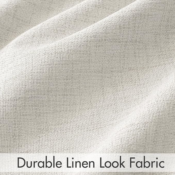 MIULEE 100% Blackout Curtains Linen Curtains & Drapes 90 Inches Long, Beige | 2 Panels, Full Black Out, Thermal Insulated, Room Darkening Window Curtains for Bedroom Living Room , Back Tab & Rod Pocket