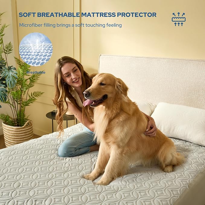 2 Pack Waterproof Mattress Protector King Size, Deep Pocket Fit, Washable | Bedlore Soft Breathable Bed Mattress Cover Pad, Fits 6-18 inch deep mattresses, for Bedroom, Hotel, Light Gray
