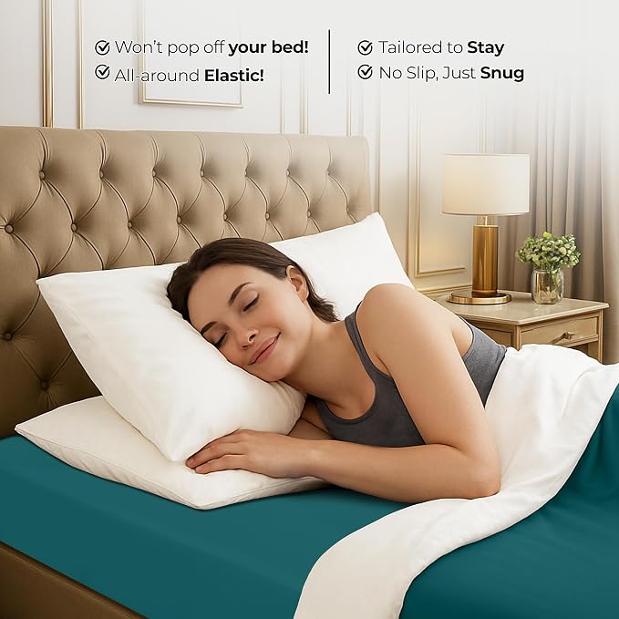 Utopia Bedding King Fitted Sheet - Bottom Sheet - Deep Pocket - Soft Microfiber - Shrinkage and Fade Resistant - Easy Care -1 Fitted Sheet Only (Teal) | Hotel Comfort, Cooling & Breathable Cotton like Polyester, Easy Fit, Wrinkle & Fade Resistant, Snug...