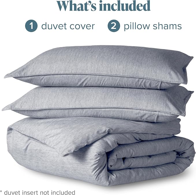Bare Home Duvet Cover Set (Oversized Queen, Heathered Midnight Blue) | 1800 Ultra-Soft, Lightweight, Cooling, Breathable, Premium, All-Season