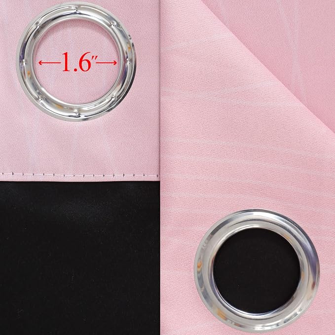 Ombre Grey and Pink Blackout Curtains for Bedroom 72 Inch | Full Room Darkening Blackout Curtains for Living Room, Grommet Thermal Insulated Gradient Window Drapes, 52x72 Inch,2 Panels