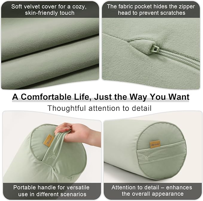 Body Pillow for Adults,Long Round Pillow,Big Cylindrical Pillow,Large Full Bolster Pillows for Side Sleepers (Celadon Green, 59"*7.87")