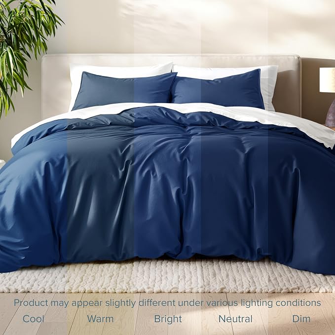 Bare Home Duvet Cover Set 1800 Ultra-Soft (Twin/Twin XL, Dark Blue) | Lightweight, Cooling, Breathable, Premium 1800 Ultra-Soft, All-Season