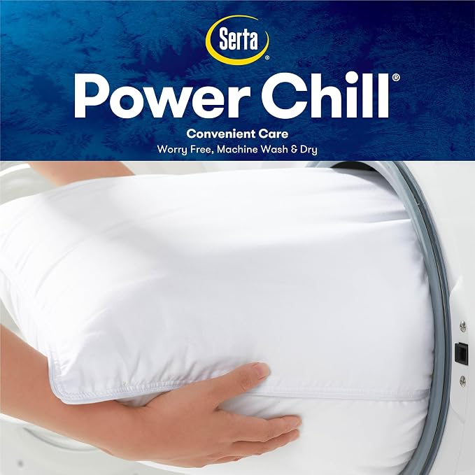 Serta Power Chill Waterproof Mattress Cover, Soft and Breathable Cooling Mattress Protector, 15" Elastic Deep Pocket for Secure Fit, Twin XL, White | Waterproof cooling protector with breathable fabric and a secure 15-inch deep pocket, machine washable...